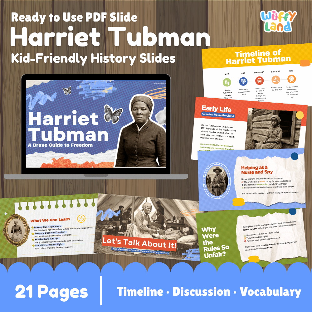 Harriet Tubman Kid-Friendly History Presentation PDF Slides