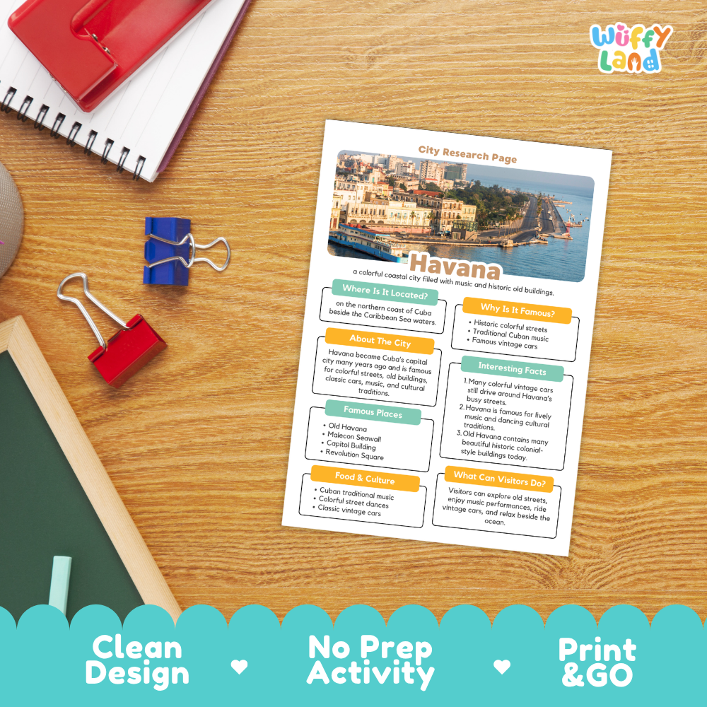 Havana City Research Page Worksheets and Fact Sheet