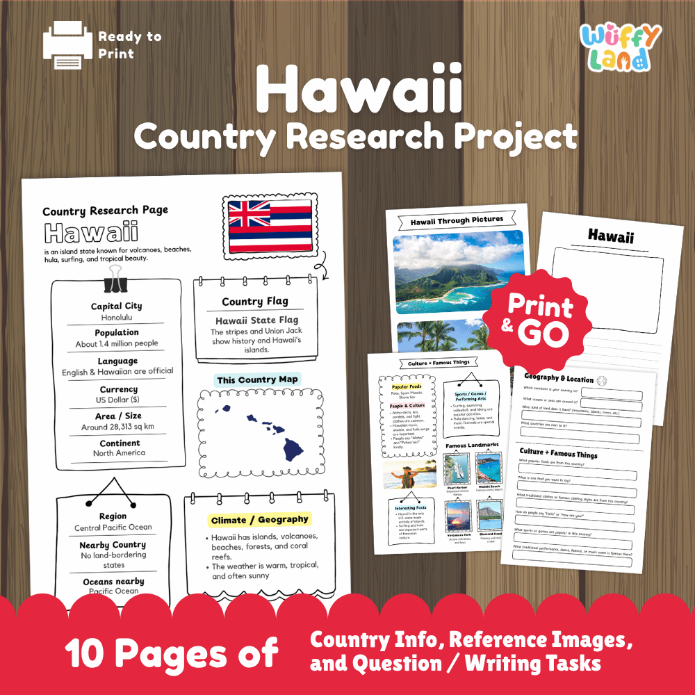 Hawaii Country Research Project Worksheets and Activity Pages