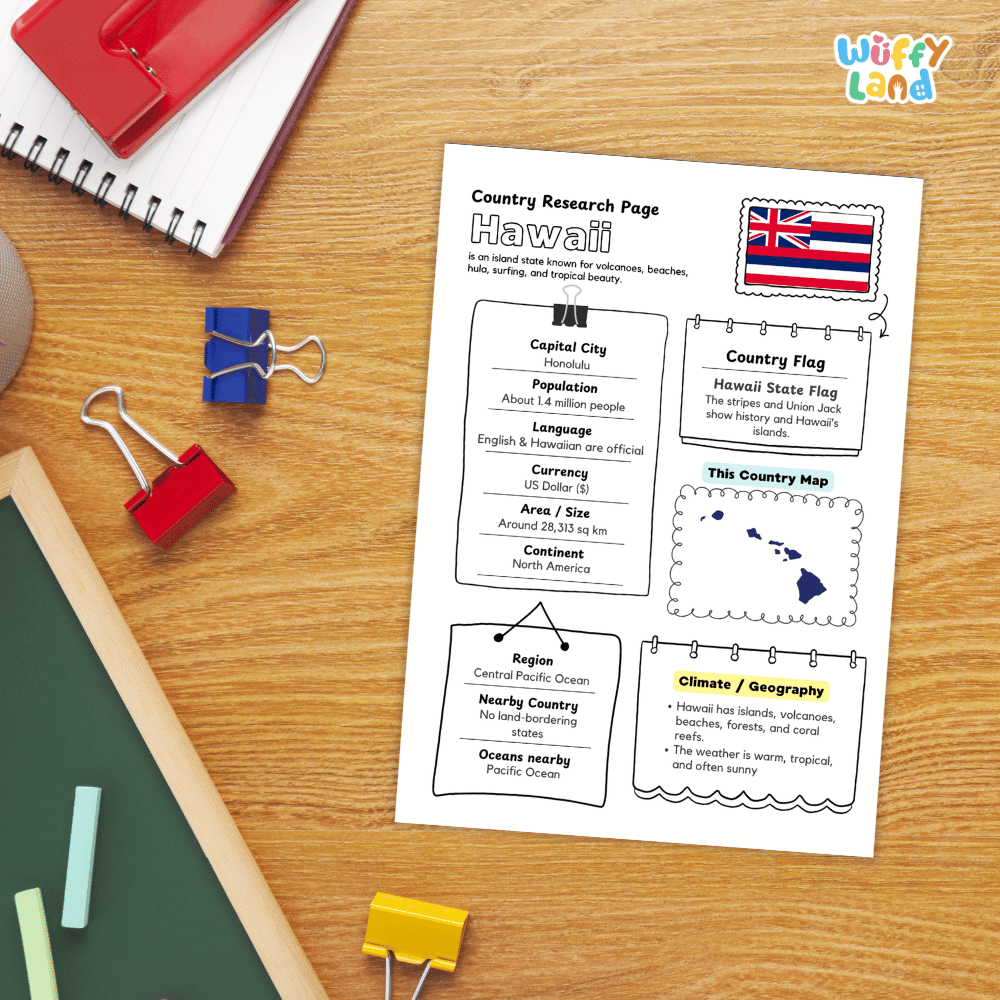 Hawaii Country Research Project Worksheets and Activity Pages