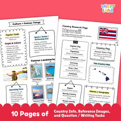 Hawaii Country Research Project Worksheets and Activity Pages