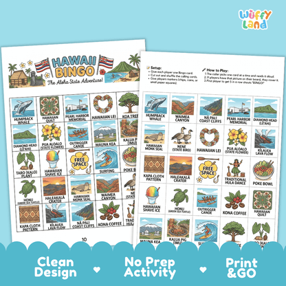 Hawaii Geography BINGO Game The Aloha State Activity Printable Boards