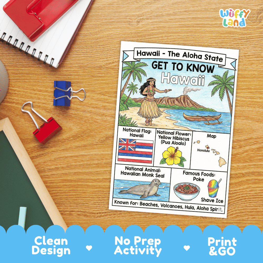 Hawaii Geography Coloring Poster Worksheets