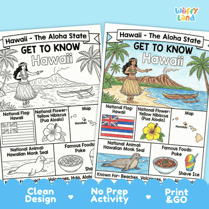 Hawaii Geography Coloring Poster Worksheets