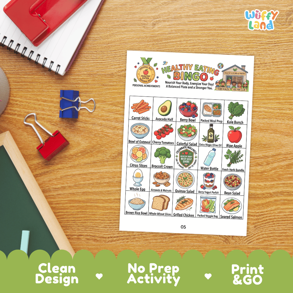 Healthy Eating BINGO Games Printable Nutrition and Food Activity Cards
