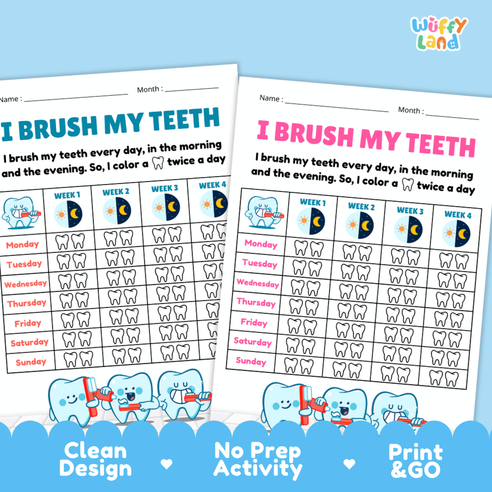 I Brush My Teeth Tracker 4 Week Healthy Habit Chart Printable