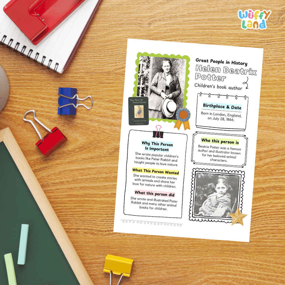 Helen Beatrix Potter Famous People Research Page Worksheets