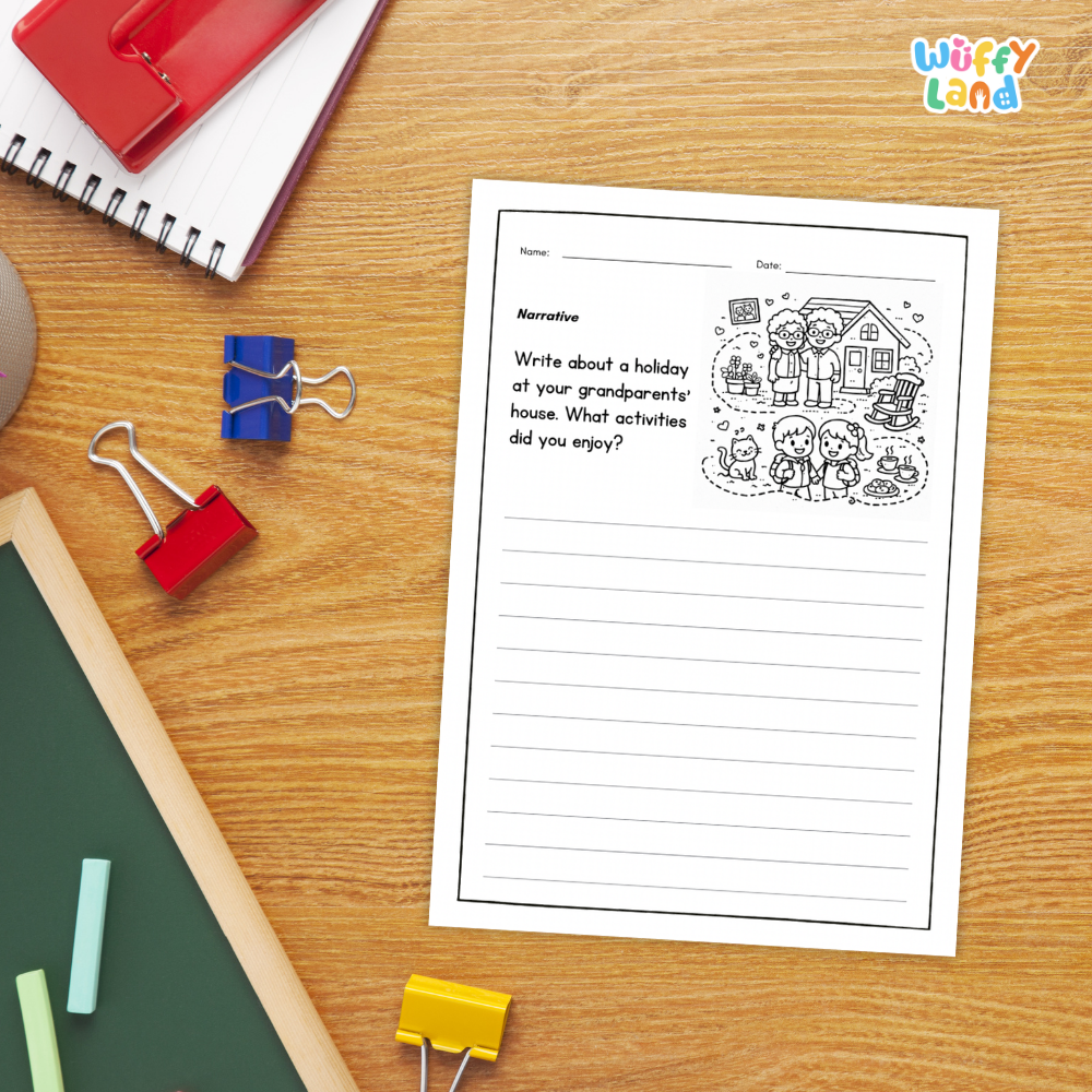 Holiday Narrative Writing Prompts Printable Vacation Journal Worksheets