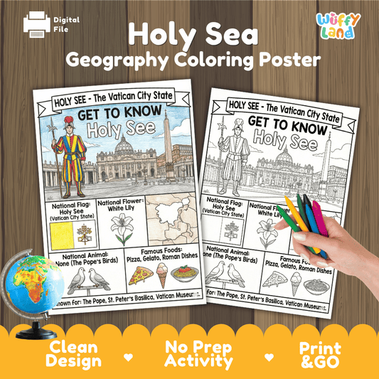 Holy See Vatican City Geography Coloring Poster | Country Study Research Worksheet Activity