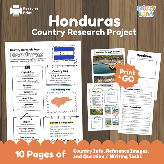 Honduras Country Research Project Worksheets and Activity Pages