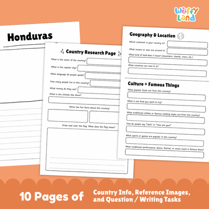 Honduras Country Research Project Worksheets and Activity Pages