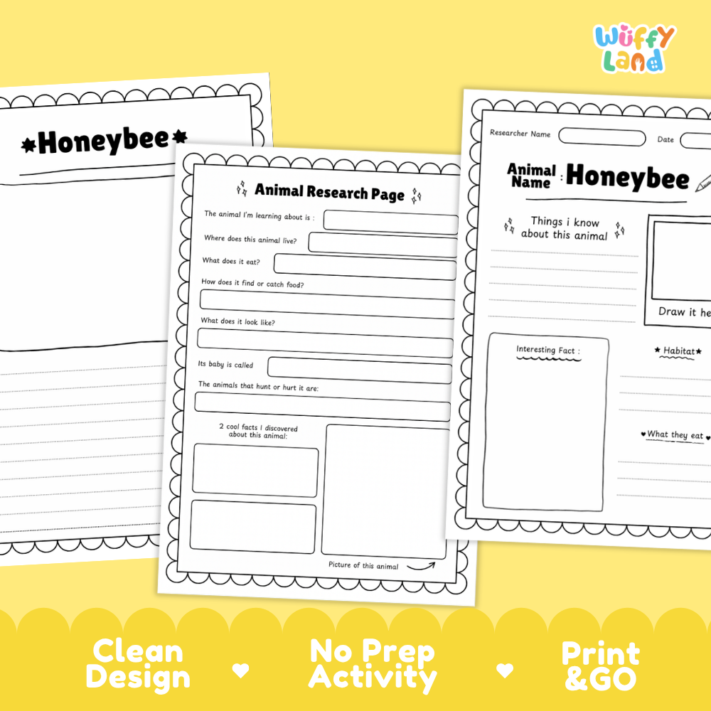 Honeybee Animal Research Page Worksheets