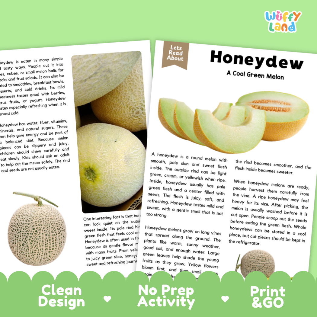 Teacher answer key page showing complete question solutions for Honeydew nature and science reading comprehension practice