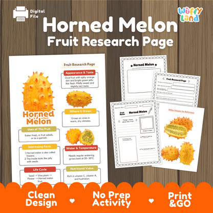 Horned Melon Kiwano Fruit Research Project Science Worksheet Fact Sheet Activity