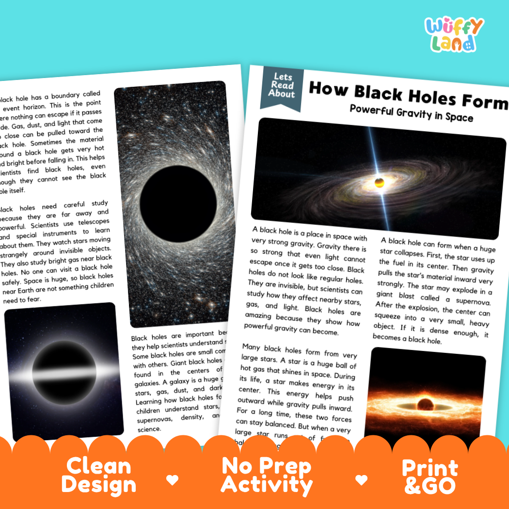 Teacher answer key page showing complete question solutions for black holes reading comprehension practice