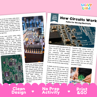 Teacher answer key page showing complete question solutions for How Circuits Work physical science reading comprehension practice