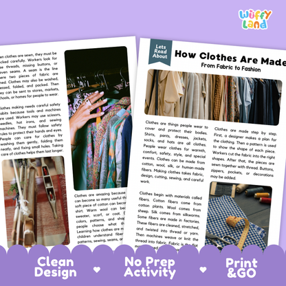 Teacher answer key page showing complete question solutions for clothing manufacturing reading comprehension practice