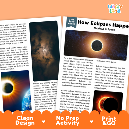 Teacher answer key page showing complete question solutions for eclipses reading comprehension practice