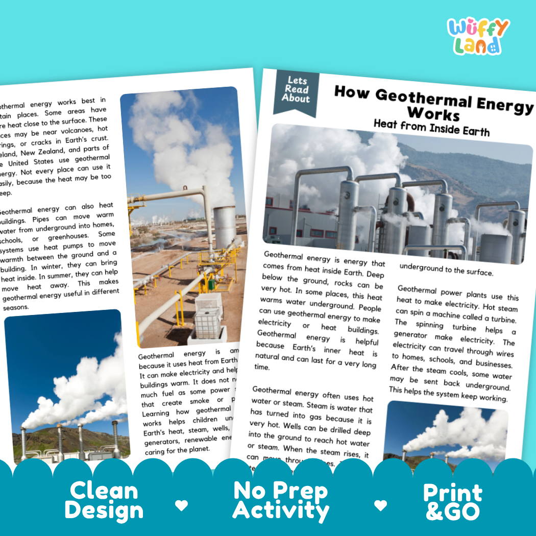 Teacher answer key page showing complete question solutions for How Geothermal Energy Works earth and physical science reading comprehension practice
