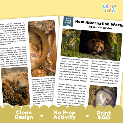 Teacher answer key page showing complete question solutions for How Hibernation Works life science reading comprehension practice