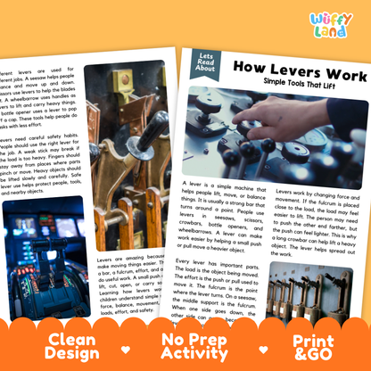 Teacher answer key page showing complete question solutions for How Levers Work physical science reading comprehension practice