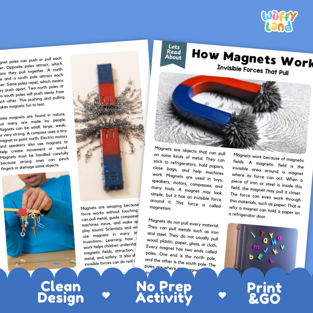 Teacher answer key page showing complete question solutions for How Magnets Work physical science reading comprehension practice