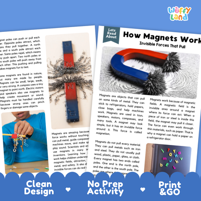 Teacher answer key page showing complete question solutions for How Magnets Work physical science reading comprehension practice