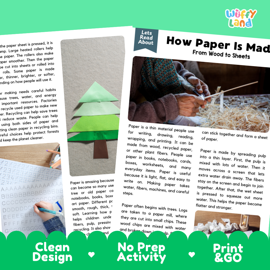 Teacher answer key page showing complete question solutions for papermaking science reading comprehension practice