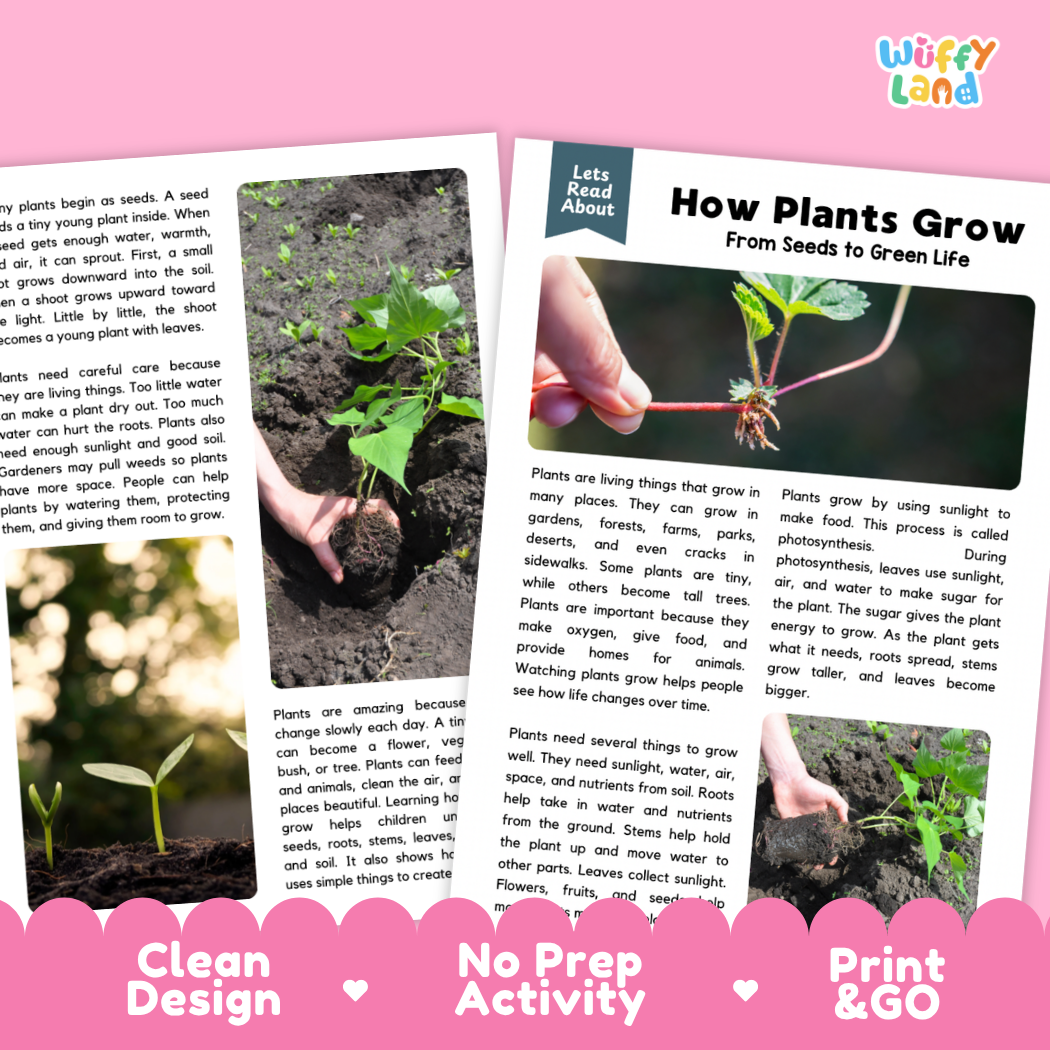 Teacher answer key page showing complete question solutions for plant growth botany reading comprehension practice