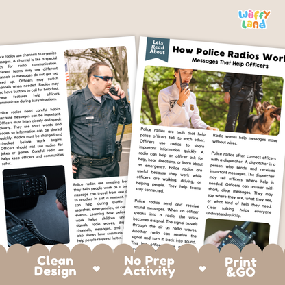 Teacher answer key page showing complete question solutions for police radio communication technology reading comprehension practice