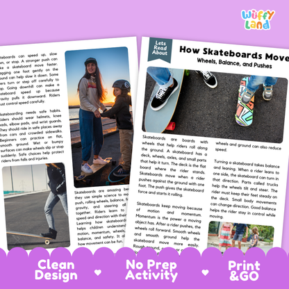 Teacher answer key page showing complete question solutions for How Skateboards Move physical science reading comprehension practice