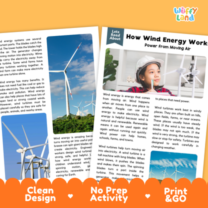 Teacher answer key page showing complete question solutions for How Wind Energy Works physical science reading comprehension practice