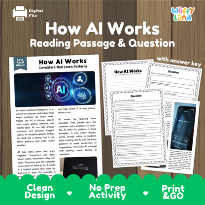 How AI Works Reading Passage and Comprehension Questions with Answer Key Worksheets