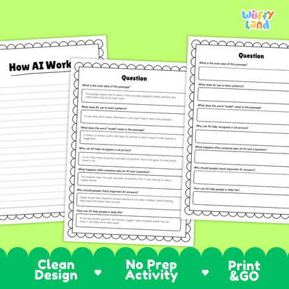 How AI Works Reading Passage and Comprehension Questions with Answer Key Worksheets