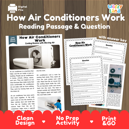 How Air Conditioners Work Reading Passage and Questions Worksheets