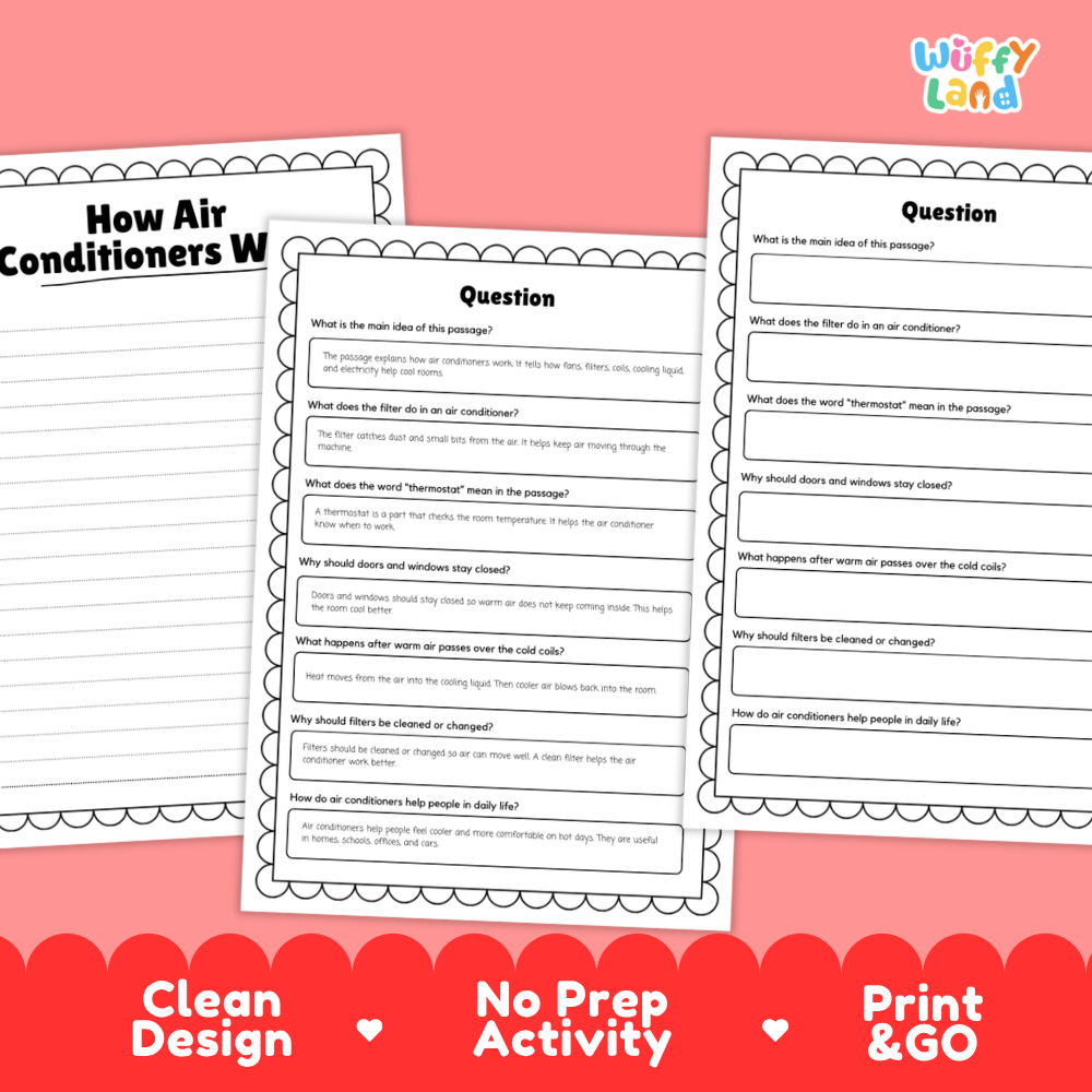 How Air Conditioners Work Reading Passage and Questions Worksheets