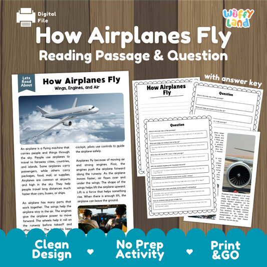 How Airplanes Fly Reading Passage and Questions Printable Worksheets with Answer Key