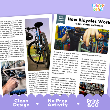 How Bicycles Work Reading Passage and Questions Printable Worksheets with Answer Key