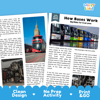 How Buses Work Reading Passage and Questions Printable Worksheets with Answer Key