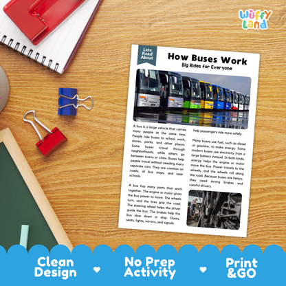 How Buses Work Reading Passage and Questions Printable Worksheets with Answer Key