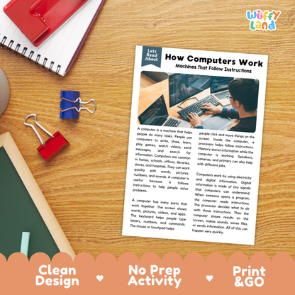 How Computers Work Reading Passage and Comprehension Questions Worksheets