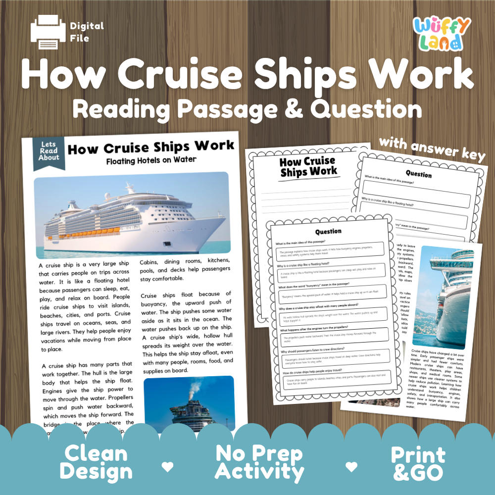 How Cruise Ships Work Reading Passage and Questions Worksheets