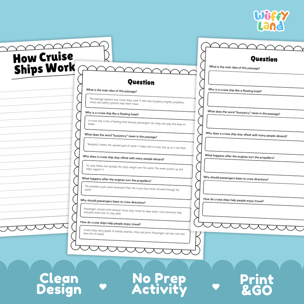 How Cruise Ships Work Reading Passage and Questions Worksheets