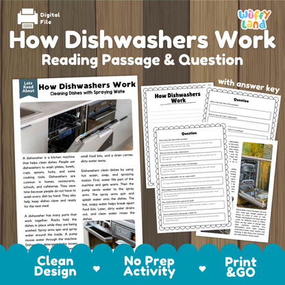 How Dishwashers Work Reading Passage and Questions Worksheets
