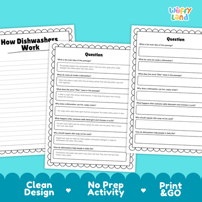 How Dishwashers Work Reading Passage and Questions Worksheets