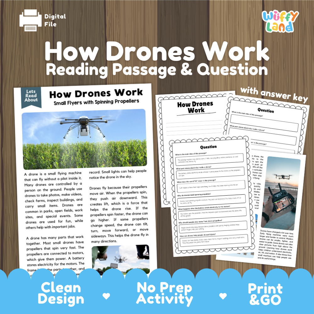 How Drones Work Reading Passage and Questions Printable Worksheets with Answer Key