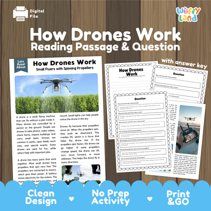 How Drones Work Reading Passage and Questions Printable Worksheets with Answer Key
