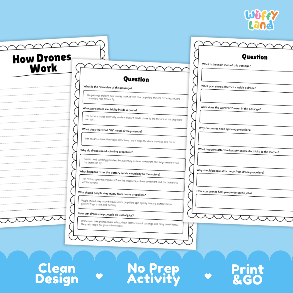How Drones Work Reading Passage and Questions Printable Worksheets with Answer Key