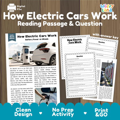 How Electric Cars Work Reading Passage and Questions Printable Worksheets with Answer Key