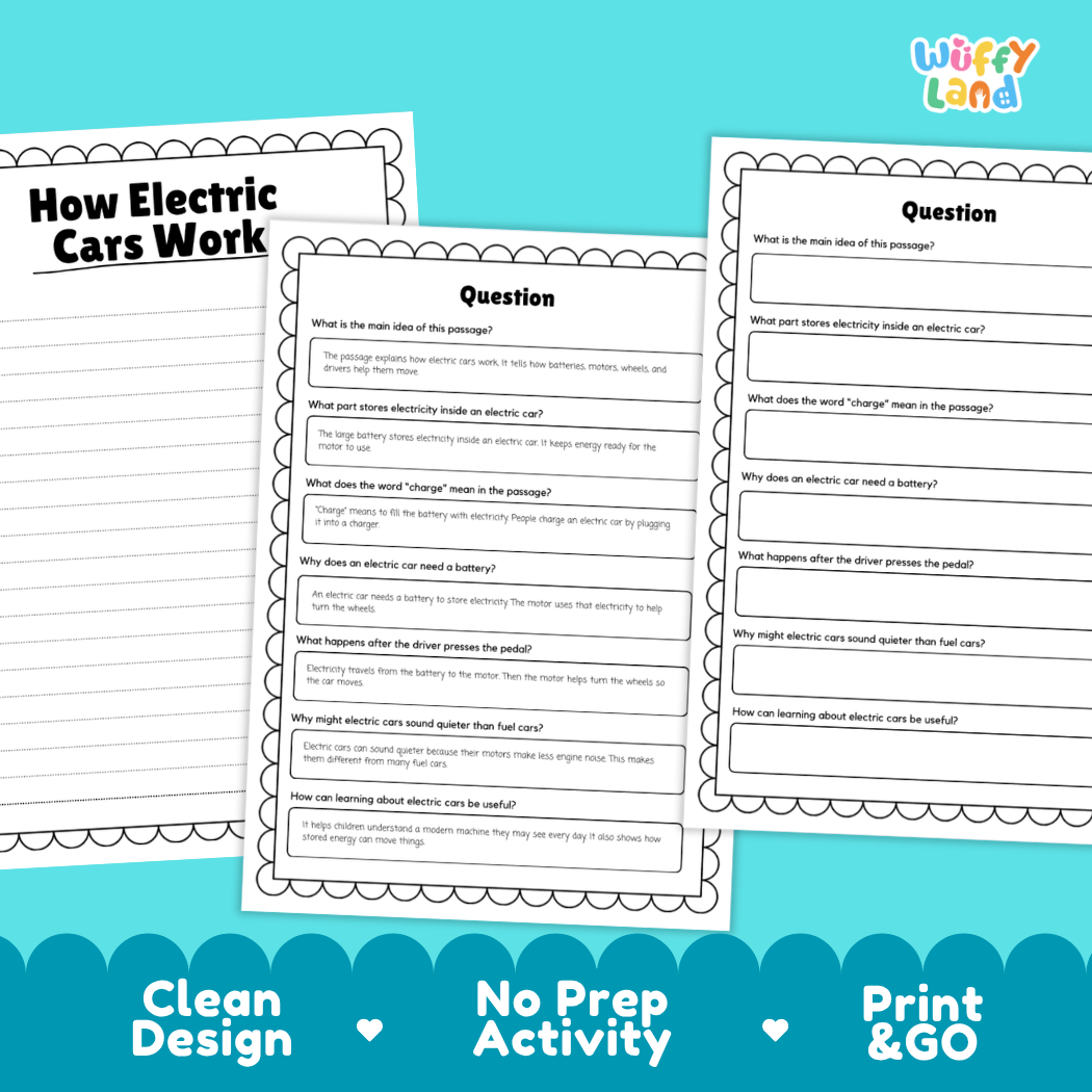 How Electric Cars Work Reading Passage and Questions Printable Worksheets with Answer Key